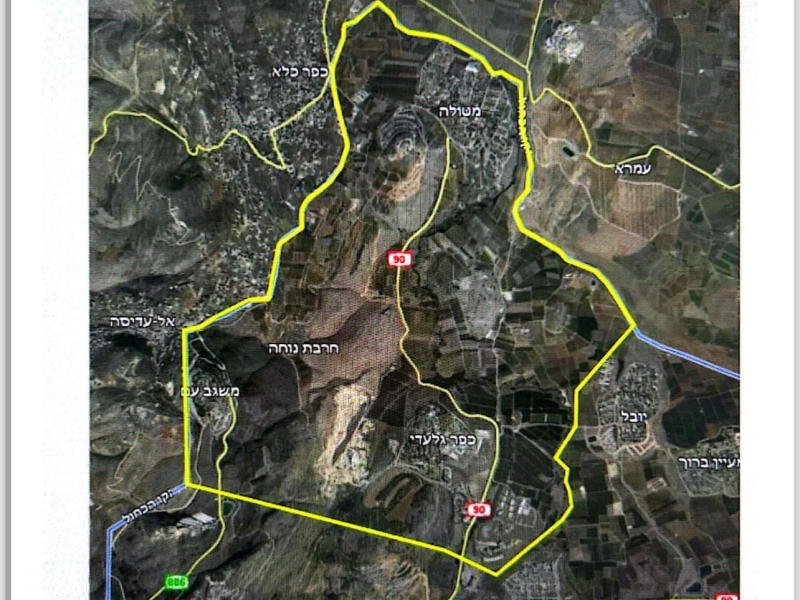 Mapa de la zona militar cerrada de Metula, en la frontera israelí con Líbano