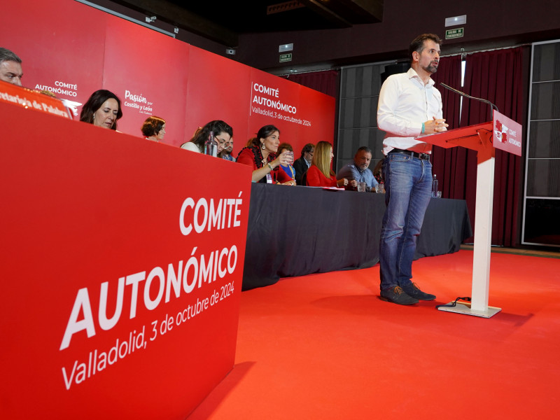 El secretario general, Luis Tudanca, interviene en la reunión del Comité Autonómico del PSOE de Castilla y León