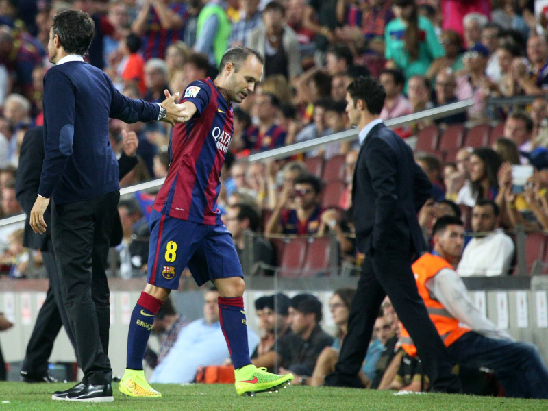 Iniesta y Luis Enrique, durante la etapa del asturiano como entrenador del Barça