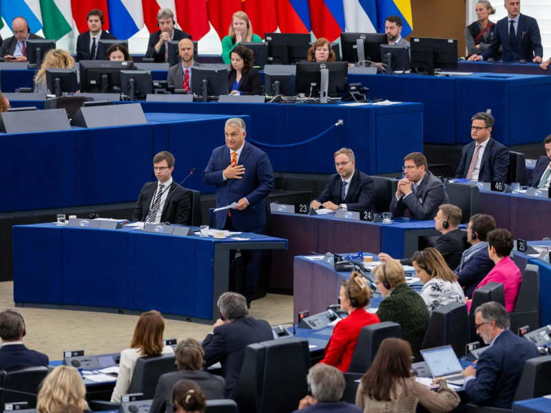 El primer ministro húngaro, Viktor Orban, durante su intervención ante el Parlamento Europeo
