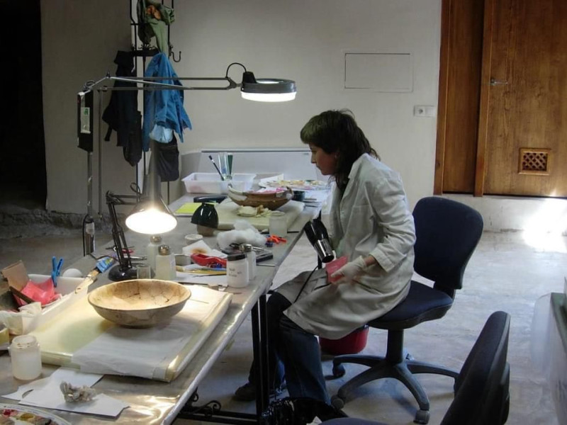 María en su taller de Logroño