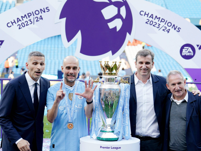 Chairman Khaldoon, Pep Guardiola, Ferran Soriano, Txiki Begiristain w