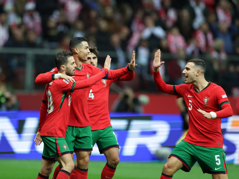 Cristiano Ronaldo celebra su gol en Polonia