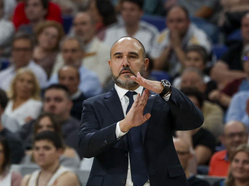 Chus Mateo, durante el encuentro ante el Panathinaikos