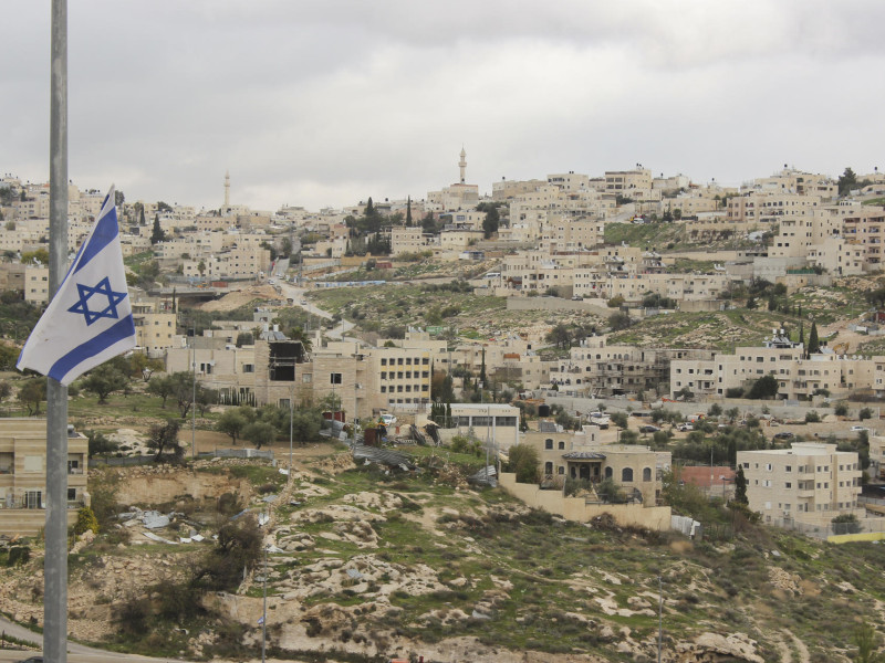 La zona de Har Homa, en Jerusalén, en cuyas calles y edificios proliferan las banderas israelíes