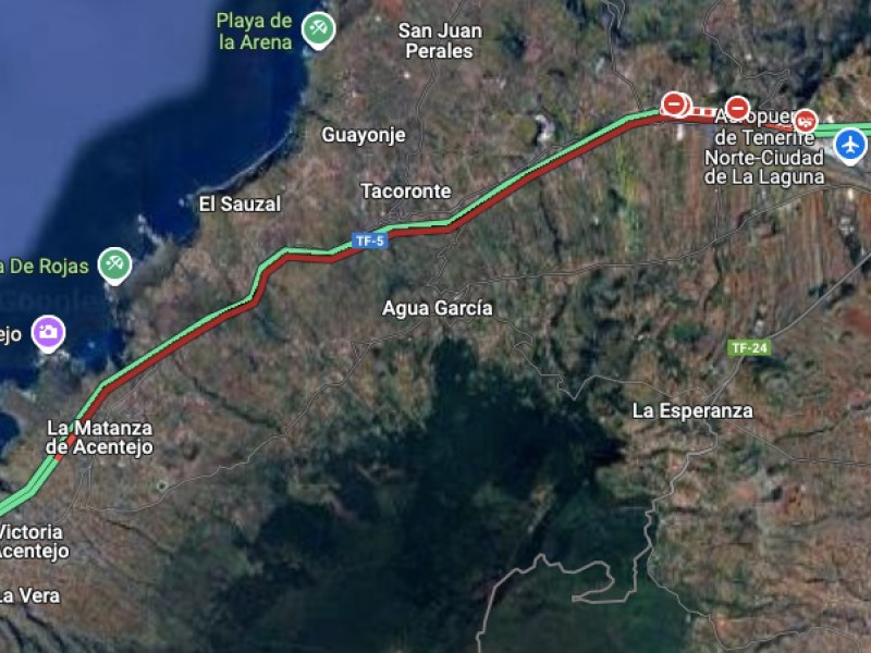 Captura del momento del atasco en Google Maps