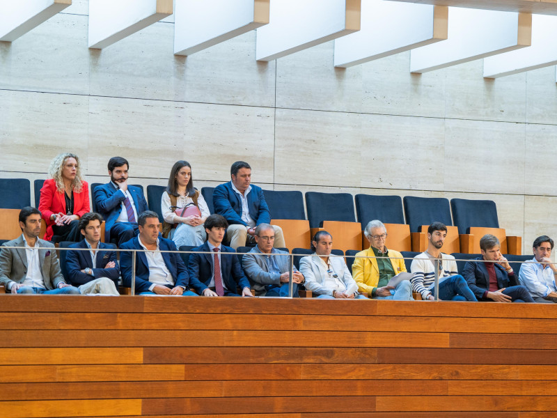 Los representes del mundo del toro, en la tribuna de invitados de la Asamblea de Extremadura