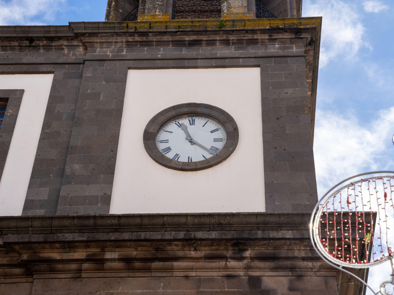 Reloj de la Catedral de La Laguna en San Cristóbal de La Laguna, Tenerife, Islas Canarias, España