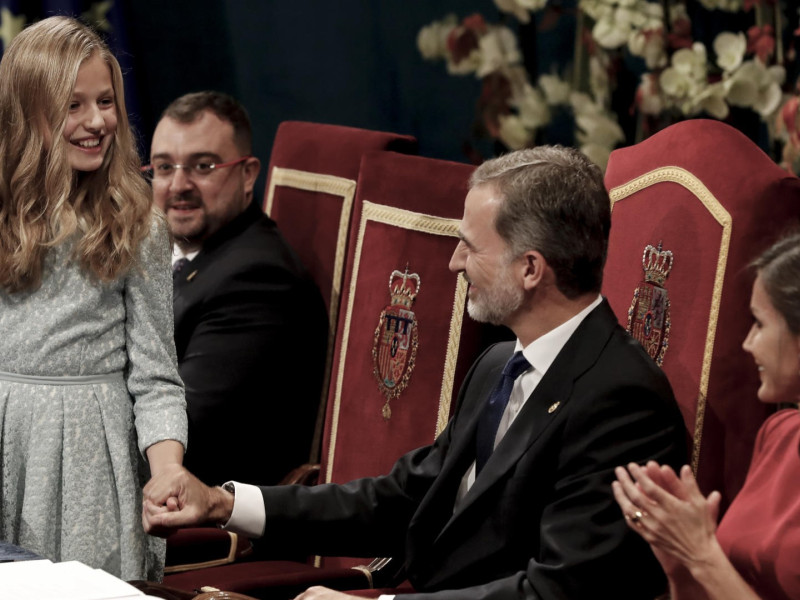 Leonor, en 2019, tras pronunciar su primer discurso oficial en la ceremonia de entrega de los Premios Princesa