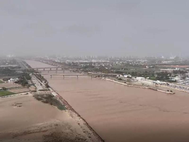 Imagen tomada por un dron de las inundaciones causadas en la región valenciana de Paiporta.