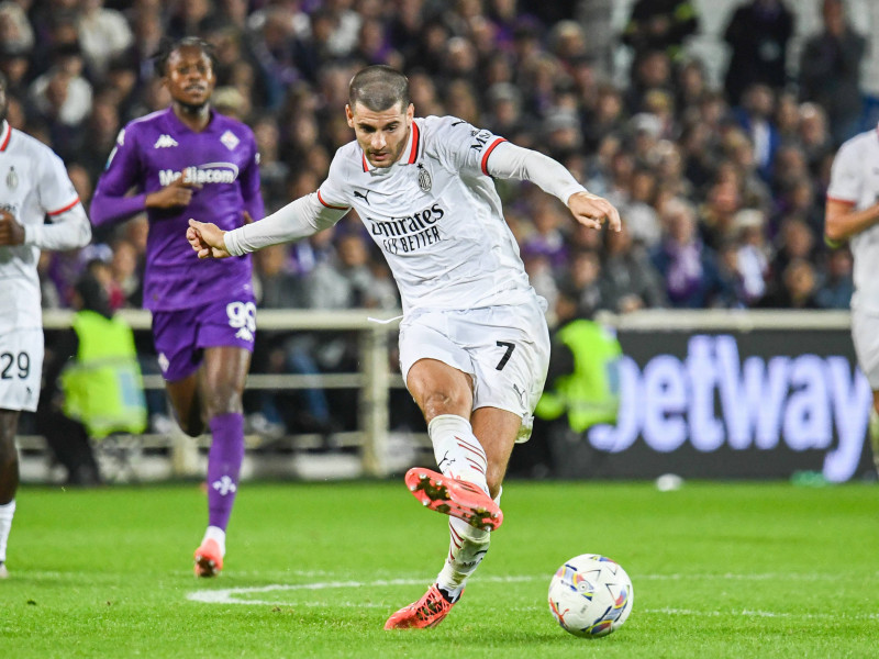 Álvaro Morata, durante un encuentro con el Milan