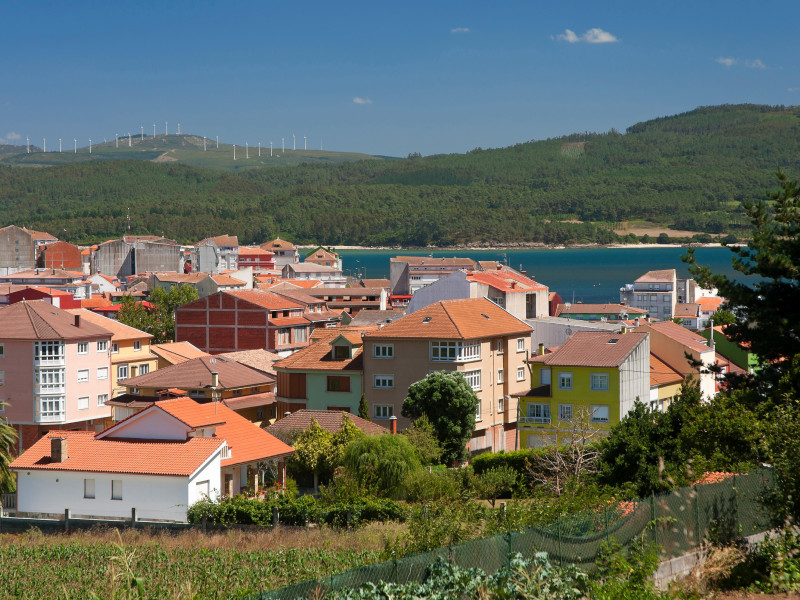 Pueblo y paisaje, Camarinas, provincia de La Coruña, Comunidad Autónoma de Galicia, España, Europa