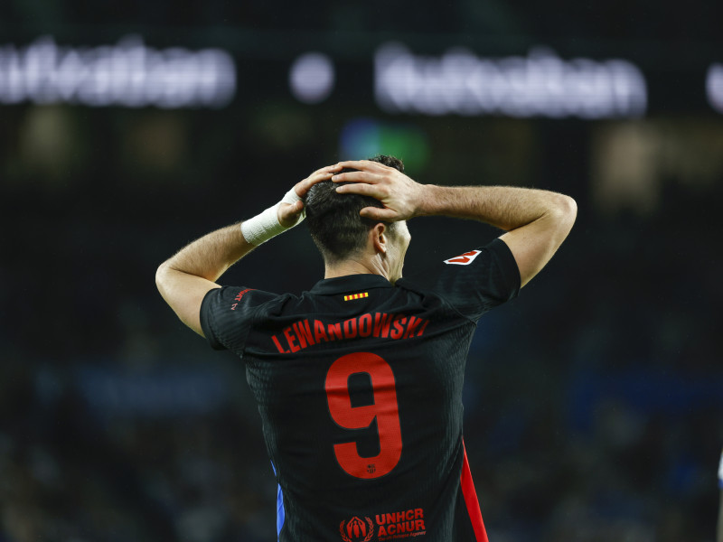 Robert Lewandowski, durante el partido de LaLiga ante la Real Sociedad