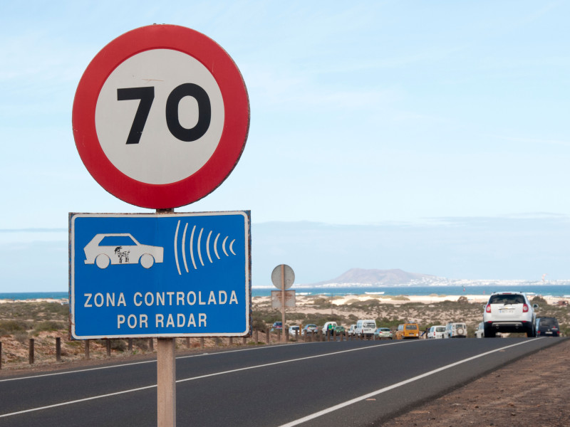 Zona de radar controlada a 70 km/h en Fuerteventura