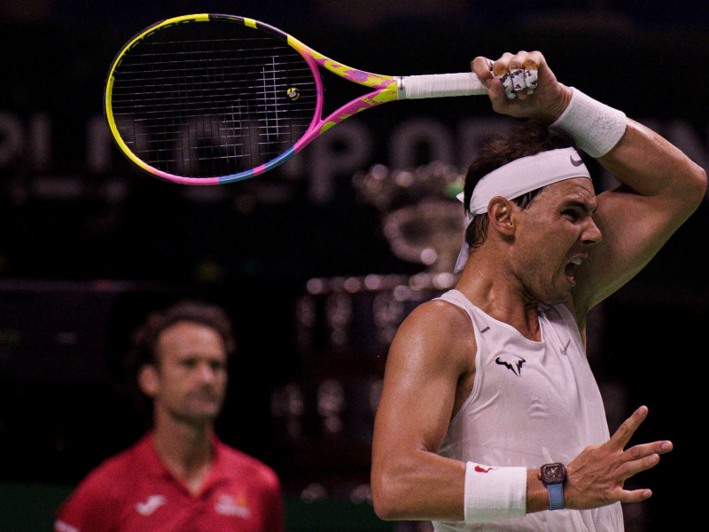 Rafa Nadal entrenando antes de la Copa Davis