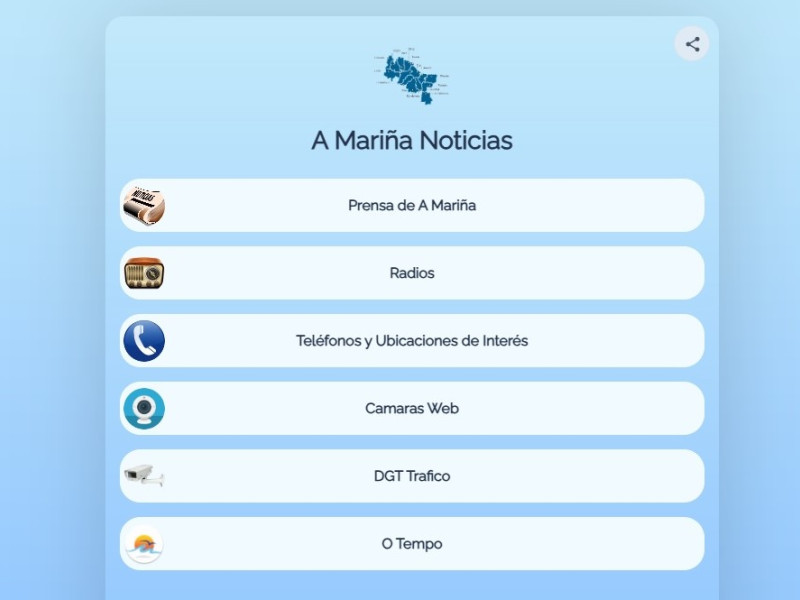 Página de acceso de la Guía informativa de La Mariña