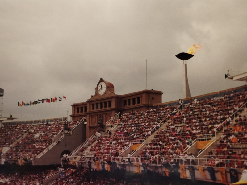 El estadio olímpico durante una de las pruebas de atletismo