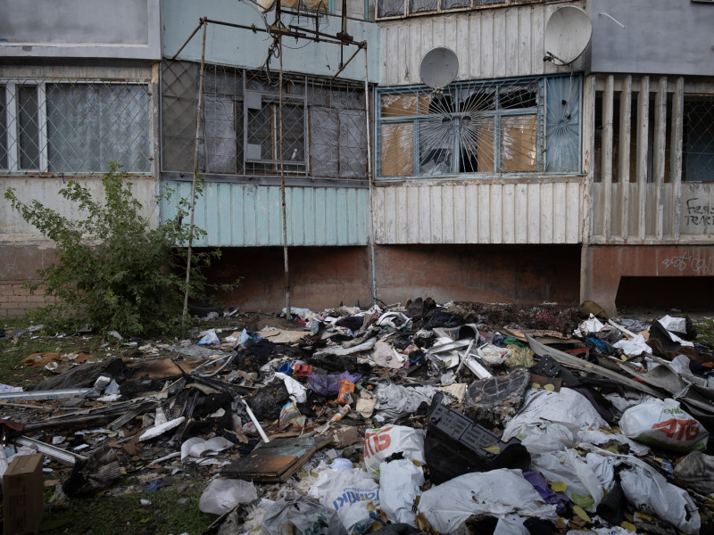 Vista de un edificio destruido en Kherson, en el sur de Ucrania, el 15 de noviembre de 2024