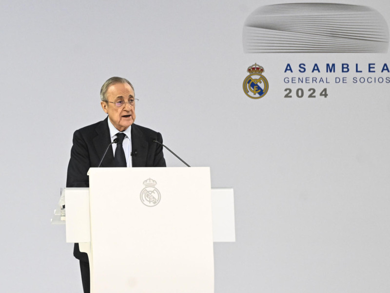 Florentino Pérez interviene en la Asamblea General del Real Madrid.