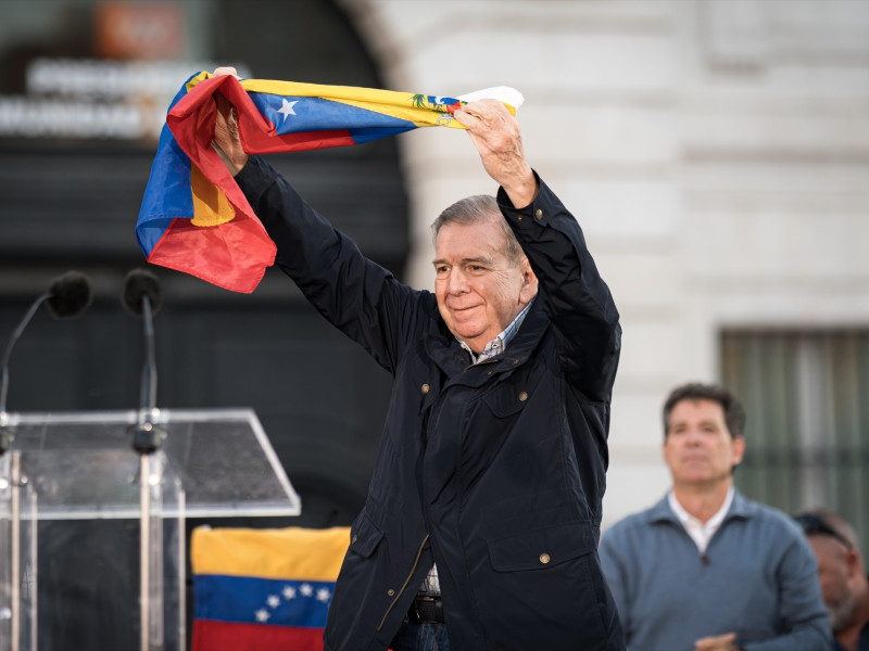 El líder opositor venezolano, Edmundo González, durante una concentración por la libertad de Venezuela, en la Puerta del Sol, a 28 de septiembre de 2024, en Madrid