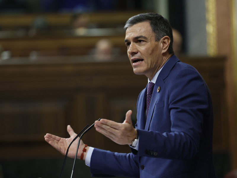 El presidente del Gobierno, Pedro Sánchez, durante su réplica a las intervenciones de los grupos en su comparecencia este miércoles ante el pleno del Congreso para informar de la gestión de la dana