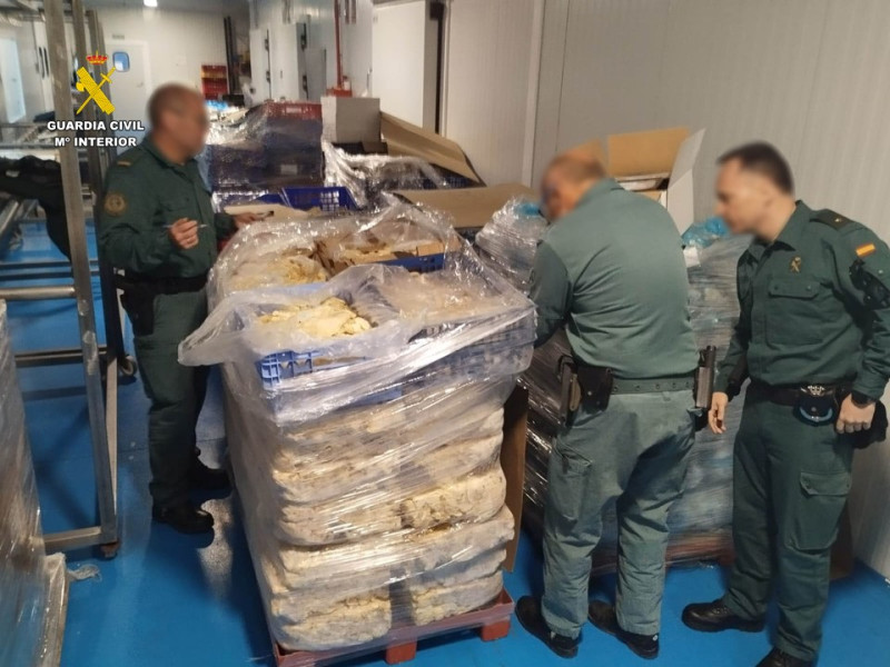 Parte de los alimentos intervenidos por la Guardia Civil en San Isidro y San Vicente.