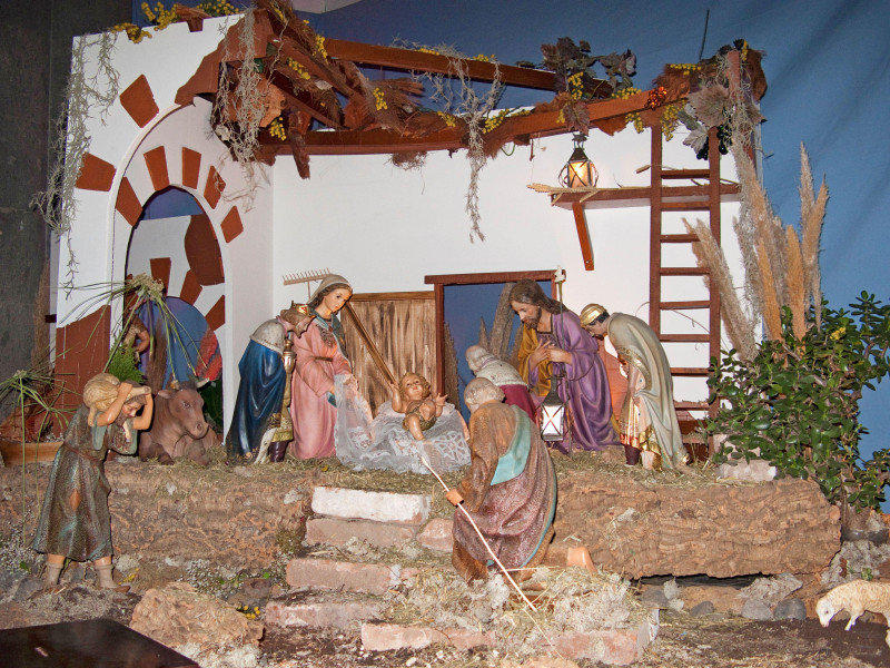 Escena de Navidad en la Basílica de Nuestra Señora del Pino, Teror, Gran Canaria, Islas Canarias, España