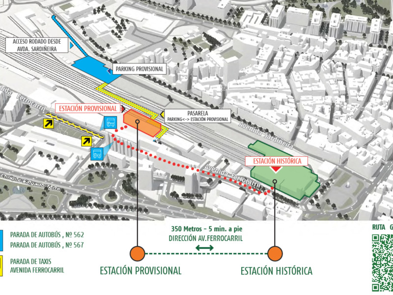 Plano de la situación de la estación de tren de A Coruña provisional