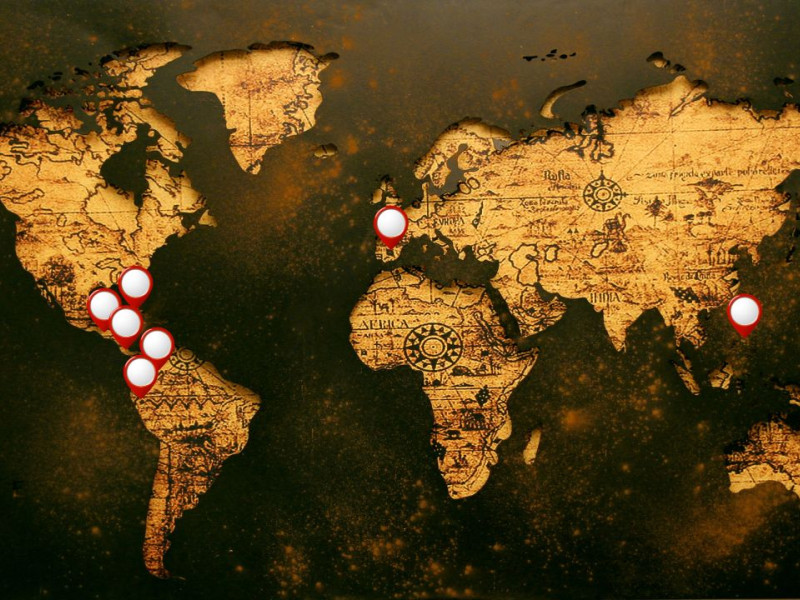 Mapa del mundo con los lugares dónde hay ciudades que se llaman Pamplona