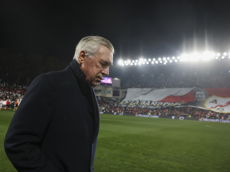 Carlo Ancelotti, durante el encuentro ante el Rayo