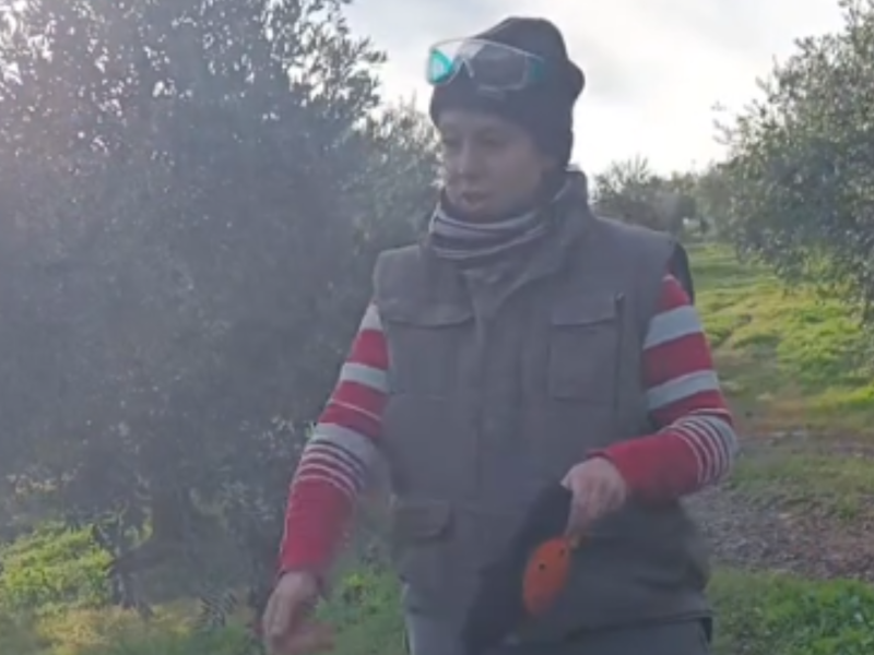 Azucena trabajando en el campo