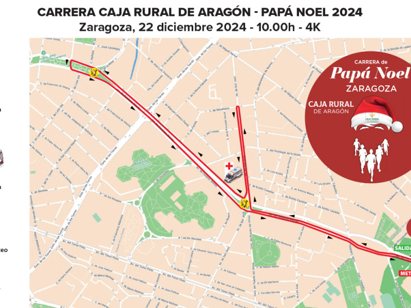 Recorrido de las Carrera de Papá Noel en Zaragoza.