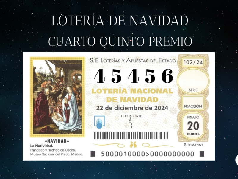 45456, cuarto quinto premio de la Lotería de Navidad