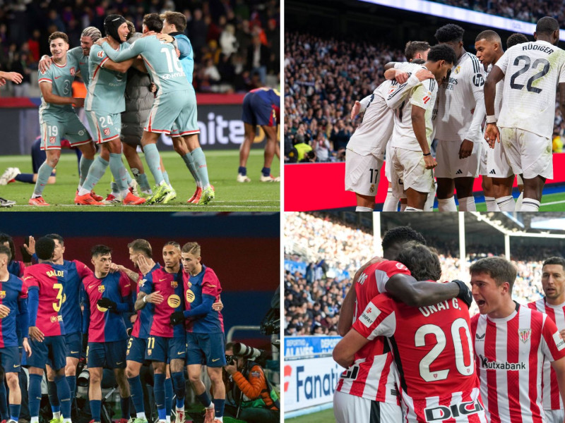 Atlético de Madrid, Real Madrid, Barcelona y Athletic son los primeros cuatro clasificados de LaLiga.