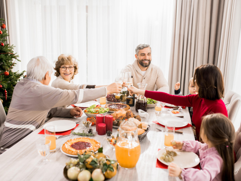 R4FYAW Family Enjoying Christmas Dinner