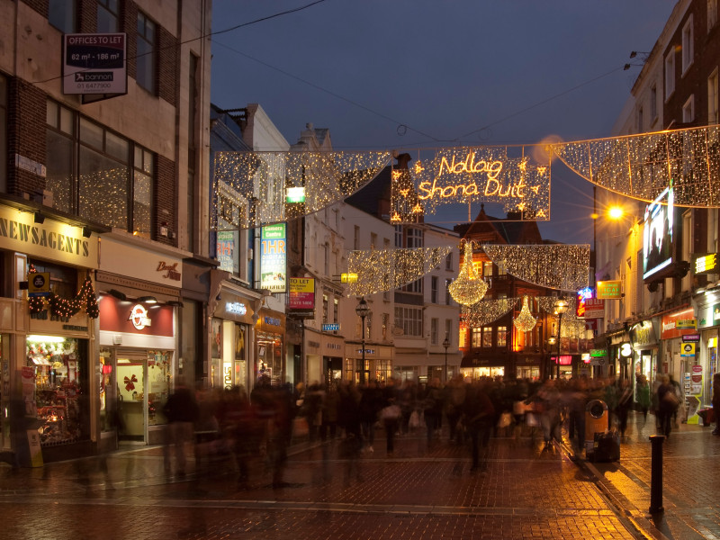 Compras navideñas en Dublín en Grafton Street