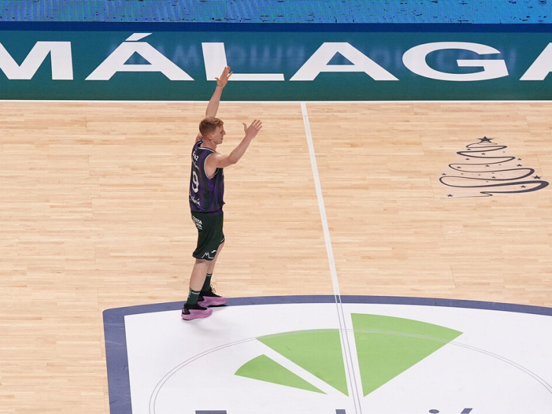 Alberto Díaz celebra la victoria de Unicaja sobre Casademont Zaragoza