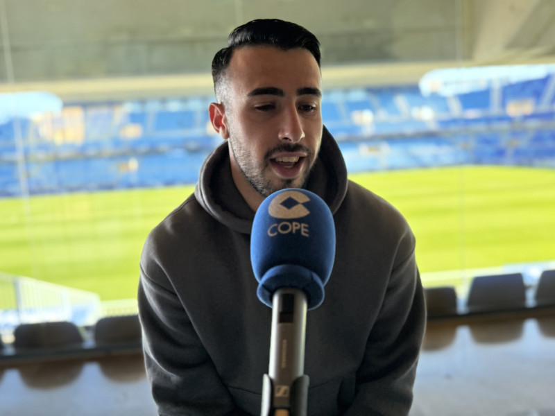 Un momento de la entrevista de Puga desde La Rosaleda.