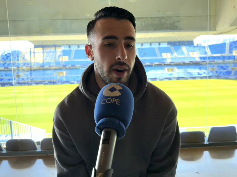 Un momento de la entrevista de Puga desde La Rosaleda.