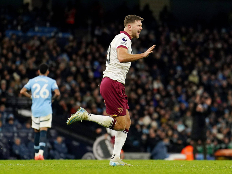 Niclas Fullkrug celebra un gol con el West Ham esta temporada.