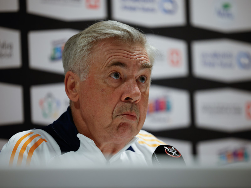 Carlo Ancelotti, durante la rueda de prensa de este miércoles en Yeda.