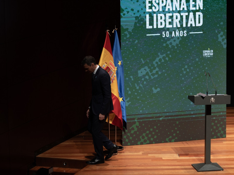 Pedro Sánchez en el primero de los actos