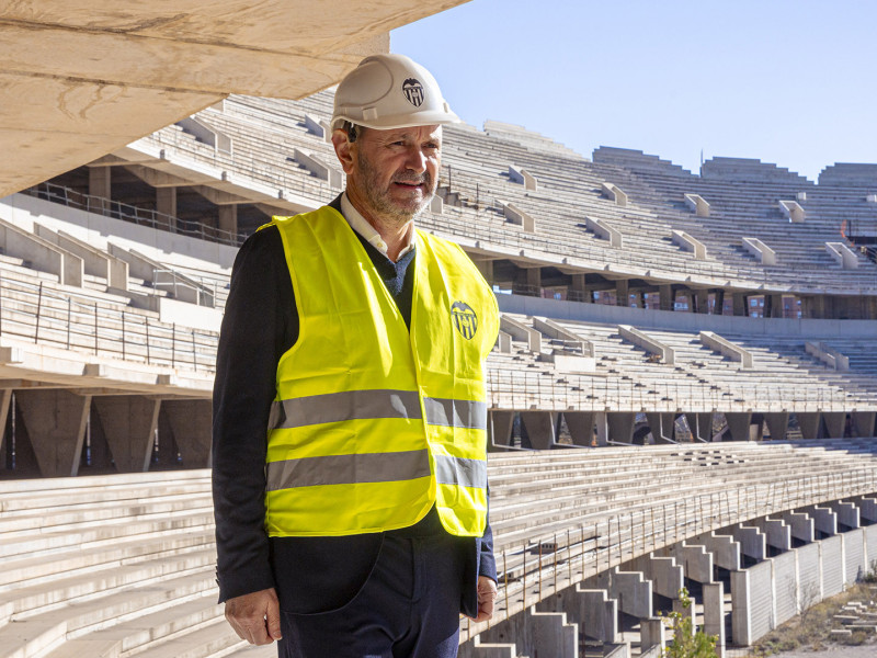 Louzán durante su visita al Nuevo Mestalla