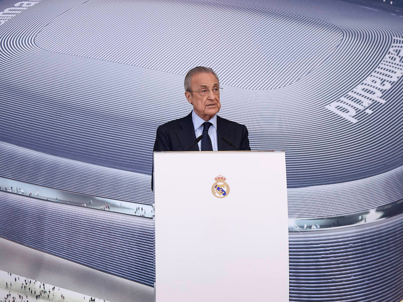 Florentino Pérez, durante un acto oficial en el Santiago Bernabéu