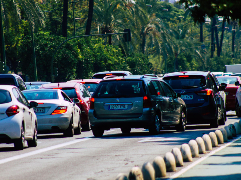 Atasco de tráfico en las calles de Sevilla