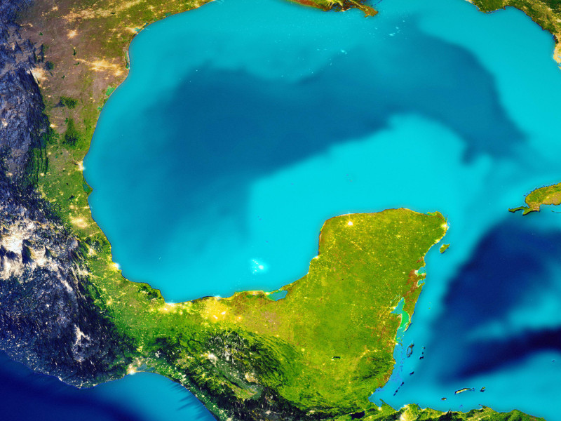 Mapa del golfo de México. Elementos de esta imagen proporcionados por la NASA