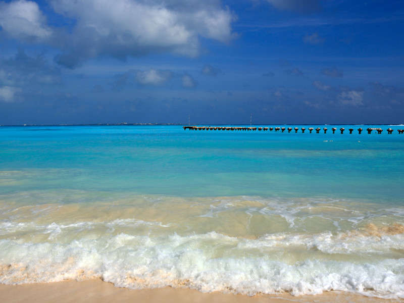 América Central, Centroamérica, Cancún, estado de Quintana Roo, México, playa, mar, golfo de México, paisaje marino, horizonte, América Latina