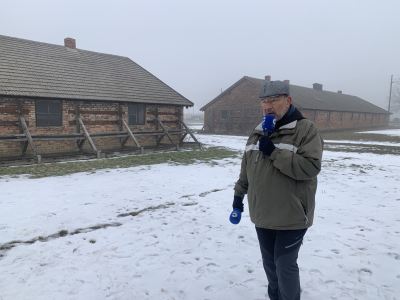 Expósito, en el campo de concentración de Auschwitz