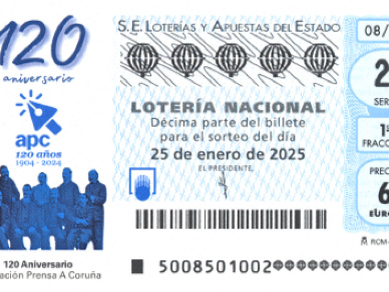 Décimo de Lotería dedicado a la APC