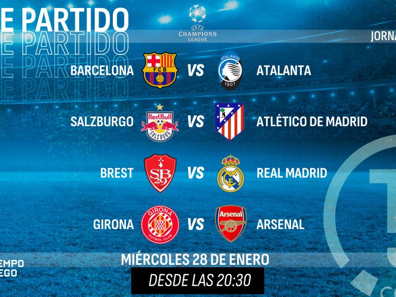 Encuentros de los equipos españoles de la última jornada de la Champions League